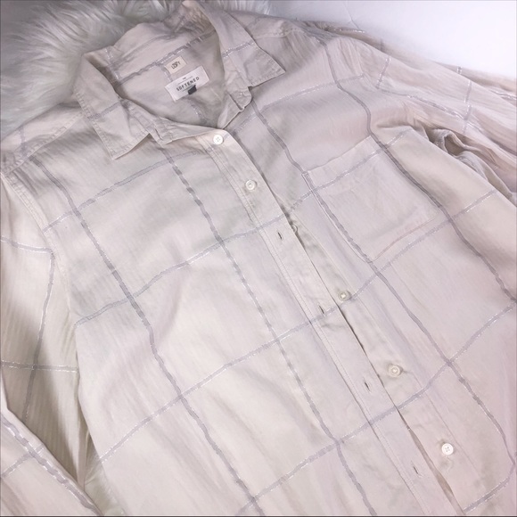 The Loft Cream striped softened button down shirt - Picture 7 of 10